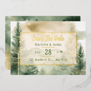 Invitation En Aluminium Faire part de date de mariage à monogramme de forê