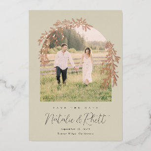 Invitation En Aluminium Faire part de mariage moderne avec arche de feuill