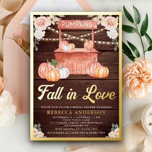 Invitation En Aluminium Faire tomber en amour Peach Pumpkin Barn Bois Fête