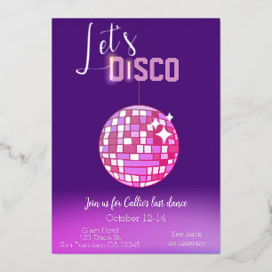Invitation En Aluminium Faisons du disco néon pour l'enterrement de vie de