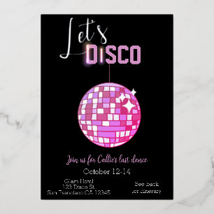 Invitation En Aluminium Faisons la Disco Dernière Danse de Fiançailles Néo