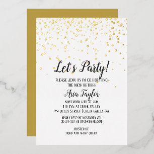 Invitation En Aluminium Faisons la fête Confetti Retraite Party Gold