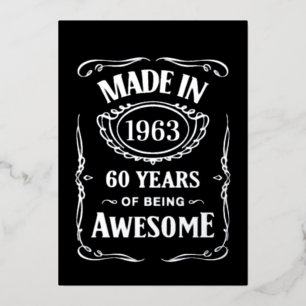 Invitation En Aluminium Fait en 1963 60 ans d'être génial anniversaire 202