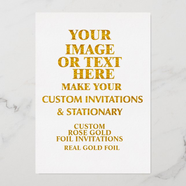 Invitation En Aluminium Faites votre propre Rose personnalisé Gold personn (Recto)
