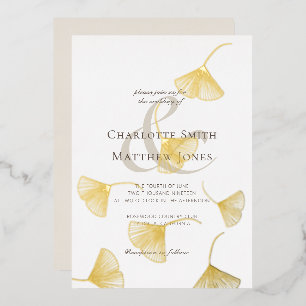 Invitation En Aluminium Falling Gold Ginkgo Feuilles mariage élégant