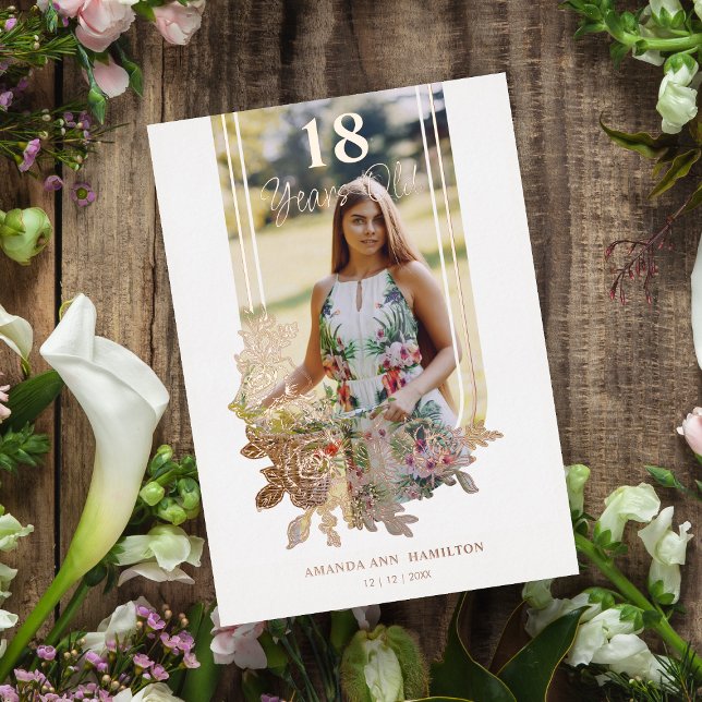 Invitation En Aluminium Fancy Trendy Arch Floral Birthday Party Photo (Créateur téléchargé)