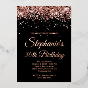 Invitation En Aluminium Faux Sparkly Rose Gold Parties scintillant Black 3