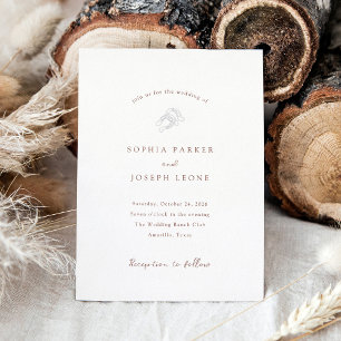 Invitation En Aluminium Fer à cheval minimaliste Argent de mariage rusti