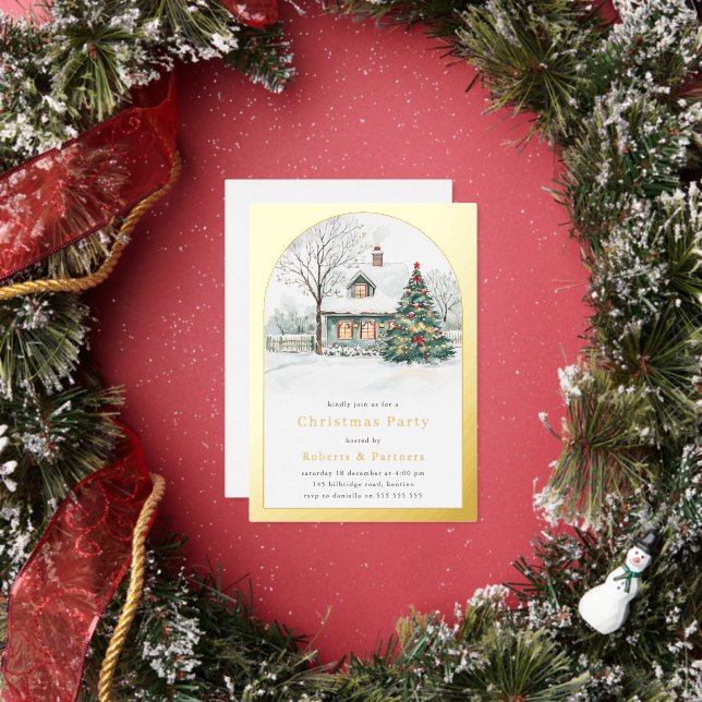 Invitation En Aluminium Festif Gold Foil Arch fête de Noël (Insitu)