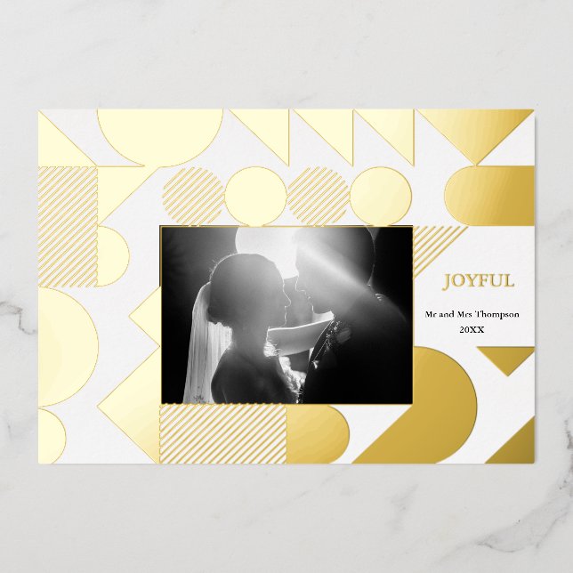 Invitation En Aluminium Festif moderne huile de Noël géométrique (Recto)