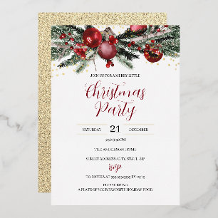 Invitation En Aluminium Festive Noël Foliage Red Gold