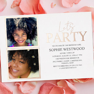 Invitation En Aluminium Fête   2 Photo Anniversaire