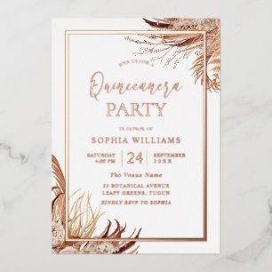 Invitation En Aluminium Fête Bohème Bohème Quinceanera Rose Gold