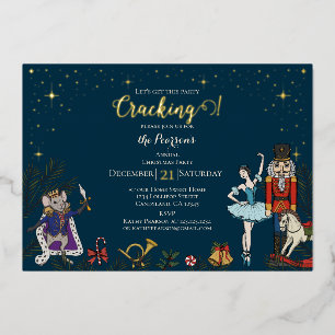 Invitation En Aluminium Fête Casse-Noisette Ballet Soirée de Noël Navy