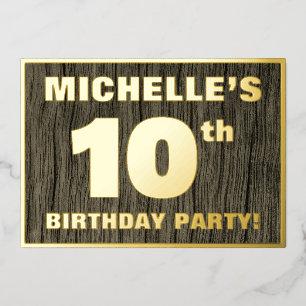 Invitation En Aluminium Fête d'anniversaire 10 ans : motif gras imitation