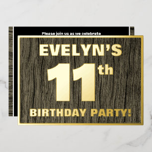 Invitation En Aluminium Fête d'anniversaire 11 ans : motif gras imitation