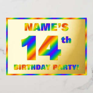 Invitation En Aluminium Fête d'anniversaire 14 ans — « 14 » spectre arc-en