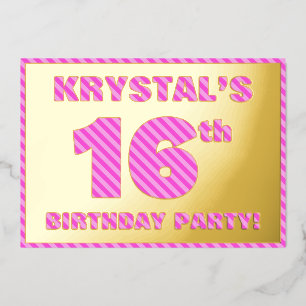 Invitation En Aluminium Fête d'anniversaire 16 ans — Gras, Amusant, Rayure