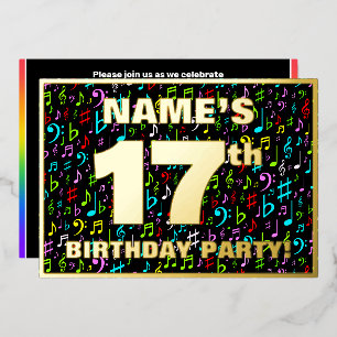 Invitation En Aluminium Fête d'anniversaire 17 ans — Symboles musicaux col