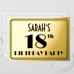 Invitation En Aluminium Fête d'anniversaire 18 ans — Style Art Déco “18” +