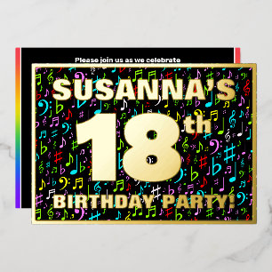 Invitation En Aluminium Fête d'anniversaire 18 ans — Symboles musicaux col
