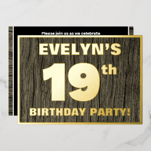 Invitation En Aluminium Fête d'anniversaire 19 ans : motif gras de faux gr