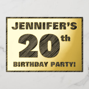 Invitation En Aluminium Fête d'anniversaire 20 ans — Texte à grain de bois