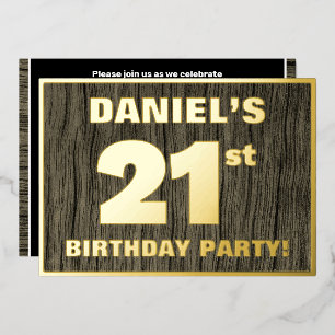 Invitation En Aluminium Fête d'anniversaire 21 ans : motif gras imitation 