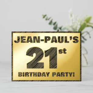 Invitation En Aluminium Fête d'anniversaire 21 ans — Texte gras à motif bo