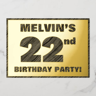 Invitation En Aluminium Fête d'anniversaire 22 ans — Texte à grain de bois