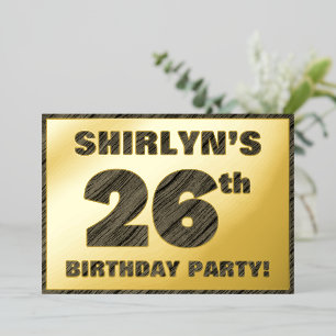 Invitation En Aluminium Fête d'anniversaire 26 ans — Texte à grain de bois