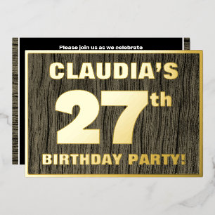 Invitation En Aluminium Fête d'anniversaire 27 ans : motif gras imitation 