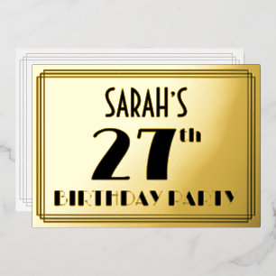 Invitation En Aluminium Fête d'anniversaire 27 ans — Style Art Déco « 27 »