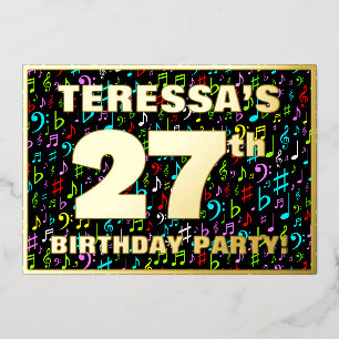 Invitation En Aluminium Fête d'anniversaire 27 ans — Symboles musicaux amu