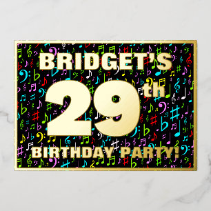 Invitation En Aluminium Fête d'anniversaire 29 ans — Symboles musicaux col