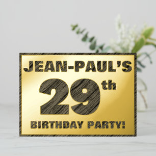 Invitation En Aluminium Fête d'anniversaire 29 ans — Texte à grain de bois