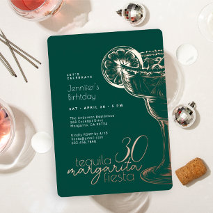 Invitation En Aluminium Fête d'anniversaire 30 ans Moderne Margarita Verte