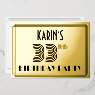 Invitation En Aluminium Fête d'anniversaire 33 ans — Nom et “33” de style