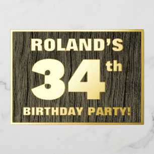 Invitation En Aluminium Fête d'anniversaire 34 ans : motif gras de faux gr
