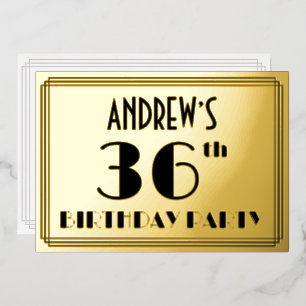 Invitation En Aluminium Fête d'anniversaire 36 ans — Aspect Art Déco “36”