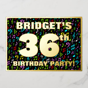 Invitation En Aluminium Fête d'anniversaire 36 ans — Symboles musicaux col