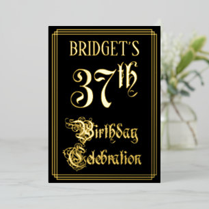 Invitation En Aluminium Fête d'anniversaire 37 ans — Écriture élégante et