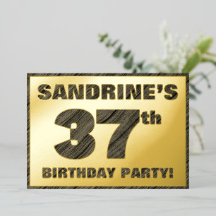 Invitation En Aluminium Fête d'anniversaire 37 ans — Texte à grain de bois