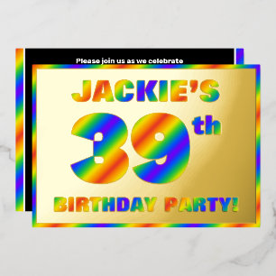 Invitation En Aluminium Fête d'anniversaire 39 ans — « 39 » spectre arc-en