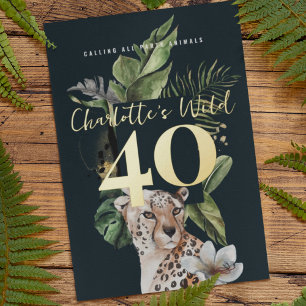 Invitation En Aluminium Fête d'anniversaire 40 ans Wild Jungle Leopard