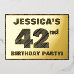 Invitation En Aluminium Fête d'anniversaire 42 ans — Texte à grain de bois