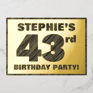 Invitation En Aluminium Fête d'anniversaire 43 ans — Texte à grain de bois