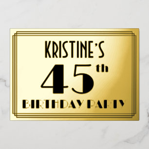 Invitation En Aluminium Fête d'anniversaire 45 ans — Décoration Art Déco “
