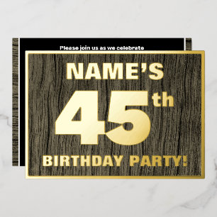 Invitation En Aluminium Fête d'anniversaire 45 ans : Motif gras à grain de