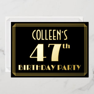 Invitation En Aluminium Fête d'anniversaire 47 ans : Décoration Art Déco «